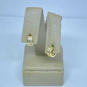 ARGOLA P DUAS FILEIRAS DEZ ZIRC. BANHO DOURADO