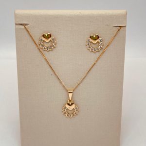 CONJUNTO CORACAO NOVE PEDRAS BANHO ROSE