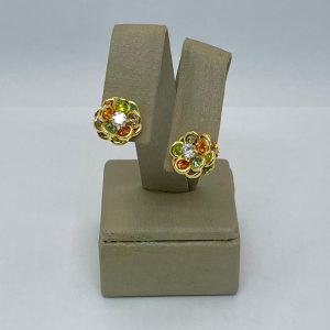 BRINCO FLOR COLORIDA 04 BANHO DOURADO