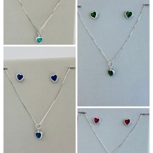 CONJUNTO CORACAO 6MM PRATA