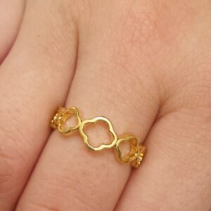 ANEL TREVOS VAZ. SM BANHO DOURADO