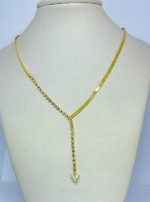 GARGANTILHA GRAV. ZIRC. TRIANG. 5X5 BANHO DOURADO