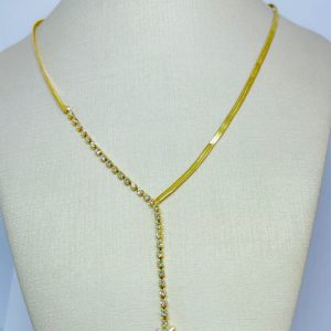 GARGANTILHA GRAV. ZIRC. TRIANG. 5X5 BANHO DOURADO