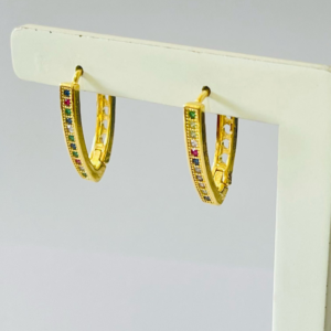 ARGOLA EM V CRAV COLOR.BANHO DOURADO