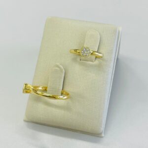 ANEL HEXAGONAL CRAV. BANHO DOURADO