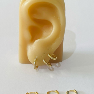 TRIO DE ARGOLAS C/ ZIRC. BANHO DOURADO