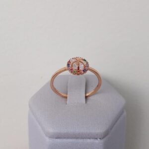ANEL ZIRC ESTRELA C/ PEDRAS BANHO ROSE