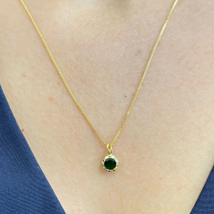 GARGANTILHA COM PEDRA CORES BANHO DOURADO