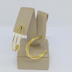 ARGOLA TRES FIOS LISOS SM BANHO DOURADO