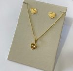 CONJUNTO ORGANICO CORACAO 10MM  BANHO DOURADO