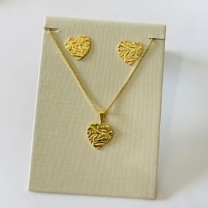 CONJUNTO CORACAO ORGANICO 14MM BANHO DOURADO