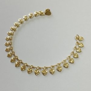 PULSEIRA INFANTO JUVENIL CORACOES FRIZ BANHO DOURADO