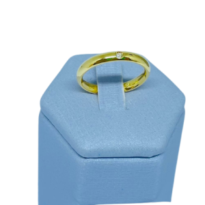 ALIANCA NOIVADO ANATOMICA 3MM COM 1 STRASS SM BANHO DOURADO