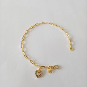 PULSEIRA ELOS PEND. CORACAO COLO BANHO DOURADO